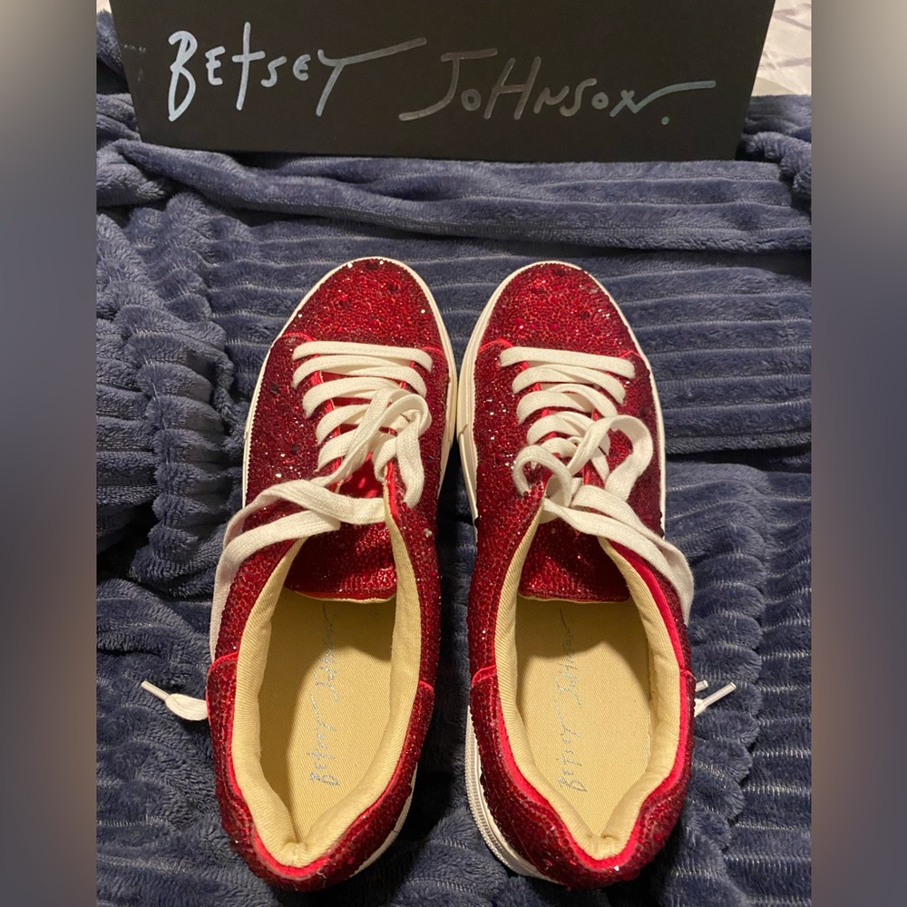 Betsy Johnson Red Bling Platform Sneakers